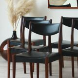 Series of 6 chairs in skai and teak