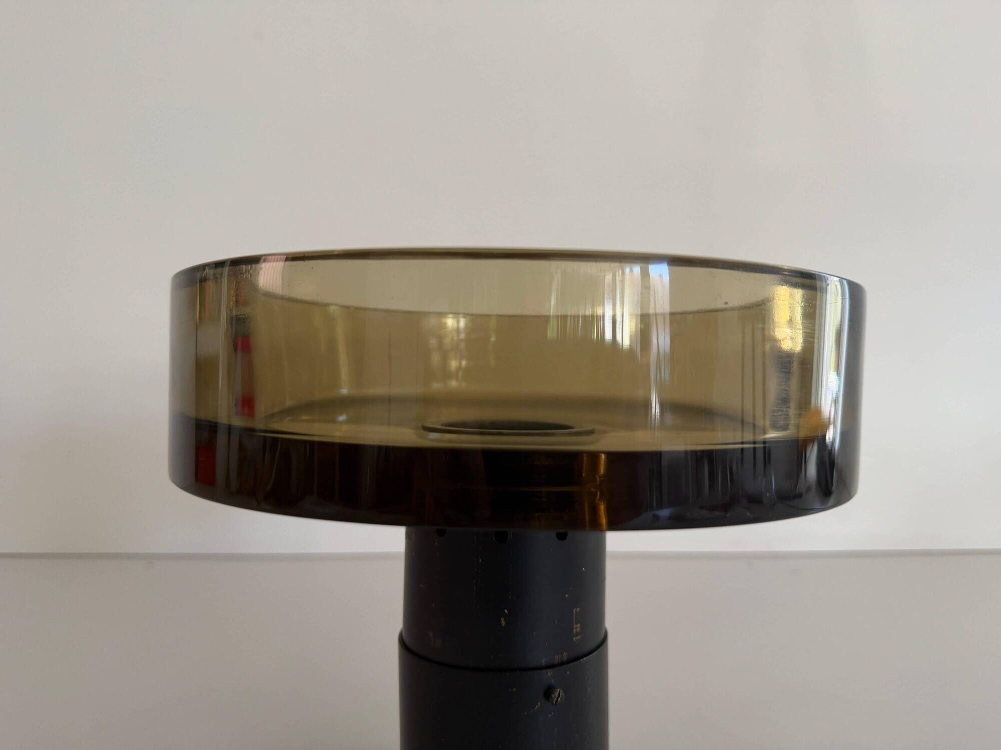 Flush mount in glass and yellow-brown metal by Seguso, 1950s, Italy.