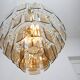 Lustre Veca vintage : suspension italienne en verre fumé et laiton des années 1970