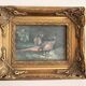 Ancient Impressionist Painting Hunting Pheasant English Rococo Frame