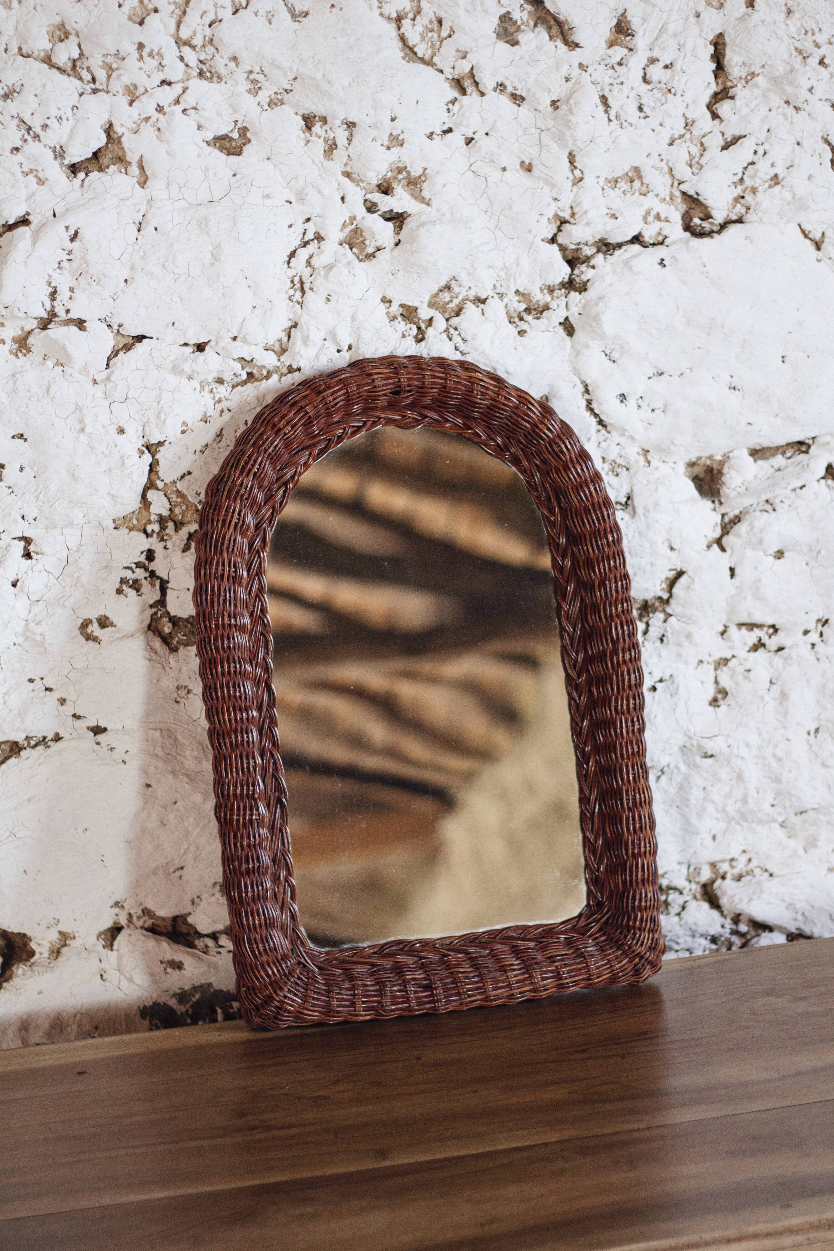 Spanish wicker mirror, 1960