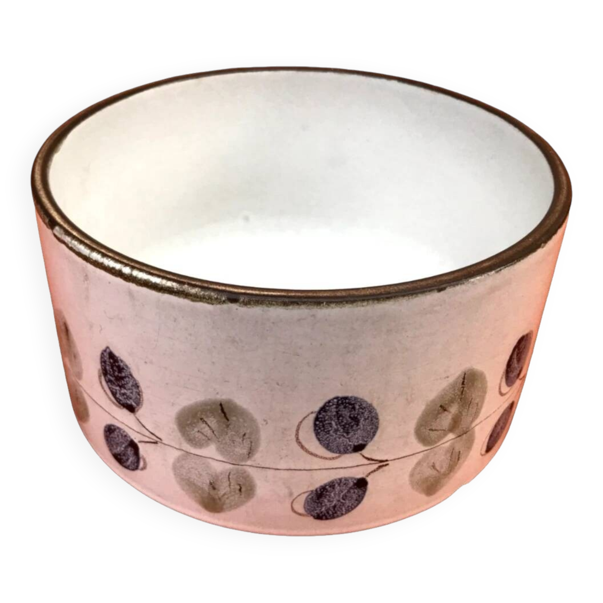 1970s Niderviller earthenware salad bowl "Plums" collection