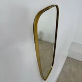 Old gilded brass mirror, 60s design rearview mirror, Schön-form vintage