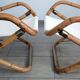 Pair of folding bamboo and brass deck chairs, Italy, 1960s.