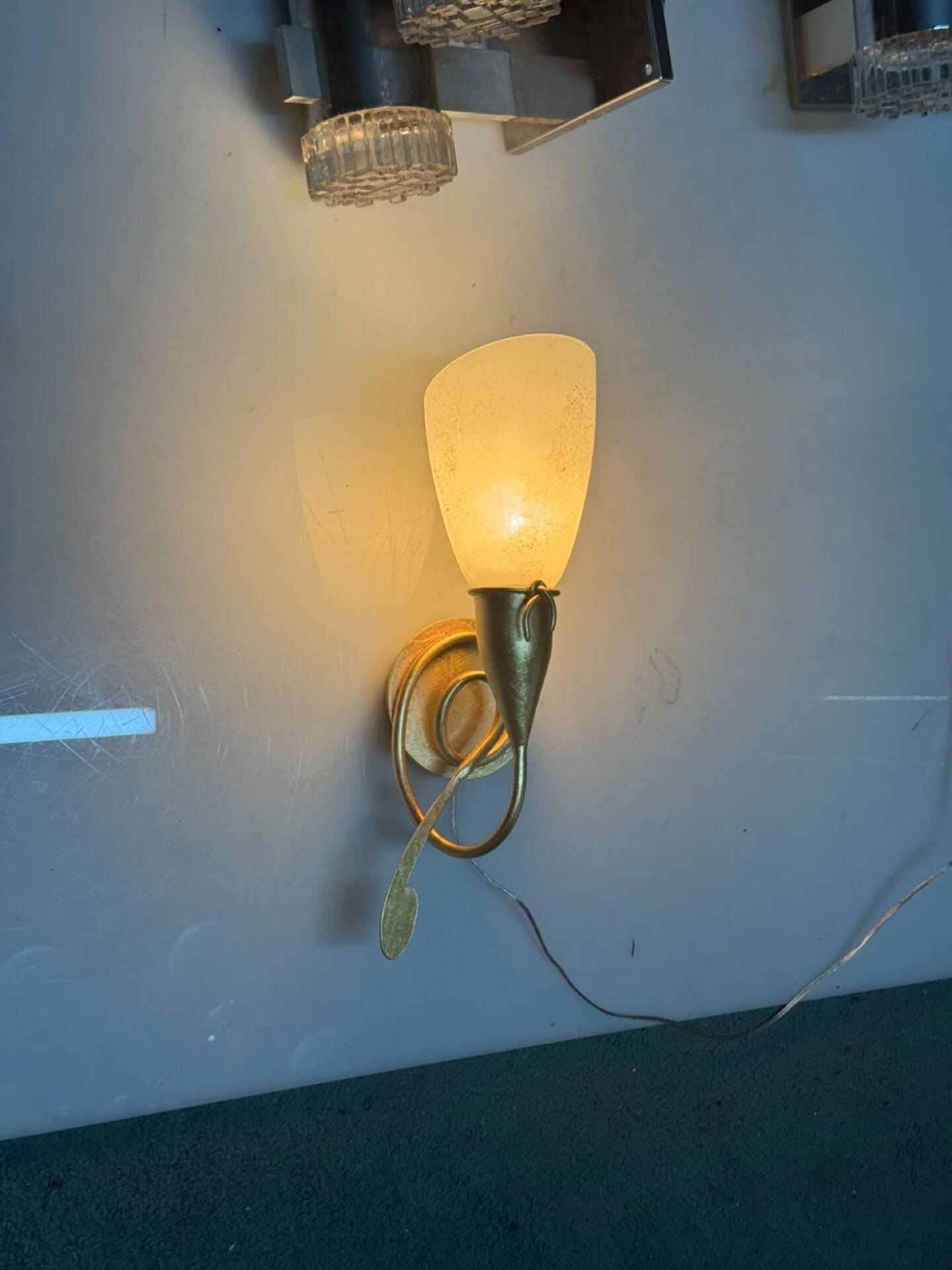 Gold Gilded Wall Sconces set of 2 with Murano Glass Shades