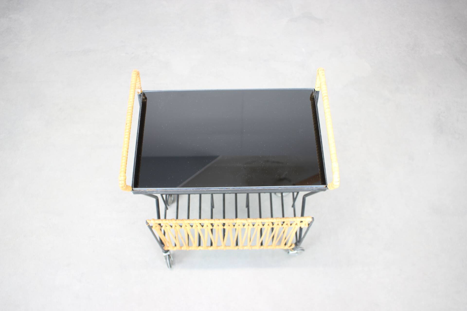 Mid-century Rolling Magazine Rack Cart, 1970s, Czechoslovakia