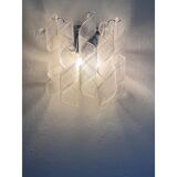 Set of Two Transparent “Ricci” Murano Glass Wall Sconces in Mazzega Style