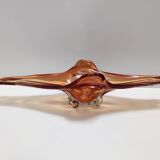 Rusty Orange Sommerso Murano Glass Bowl / Centerpiece, Italy