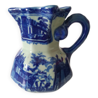 Blue ironstone china earthenware pitcher