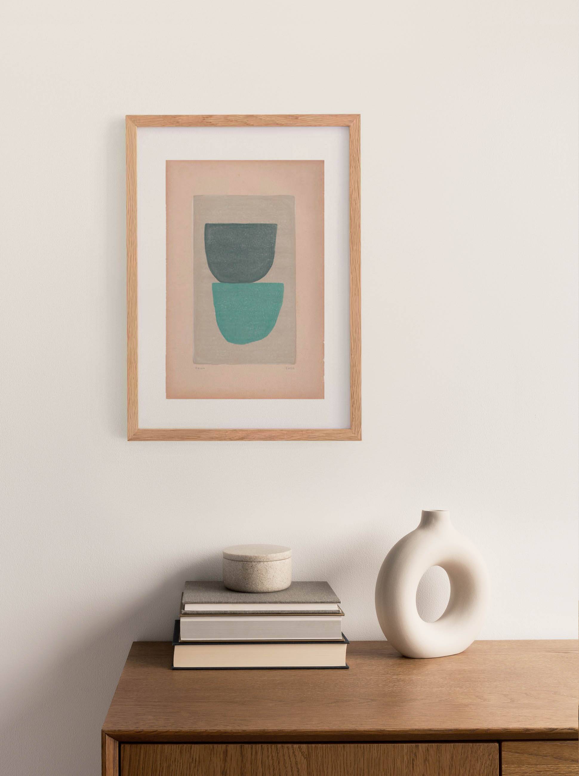 Abstract painting on old paper illustration B68 signed Eawy