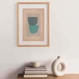 Abstract painting on old paper illustration B68 signed Eawy