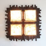 Scandinavian style wall lamp in wood and fabric, 1970
