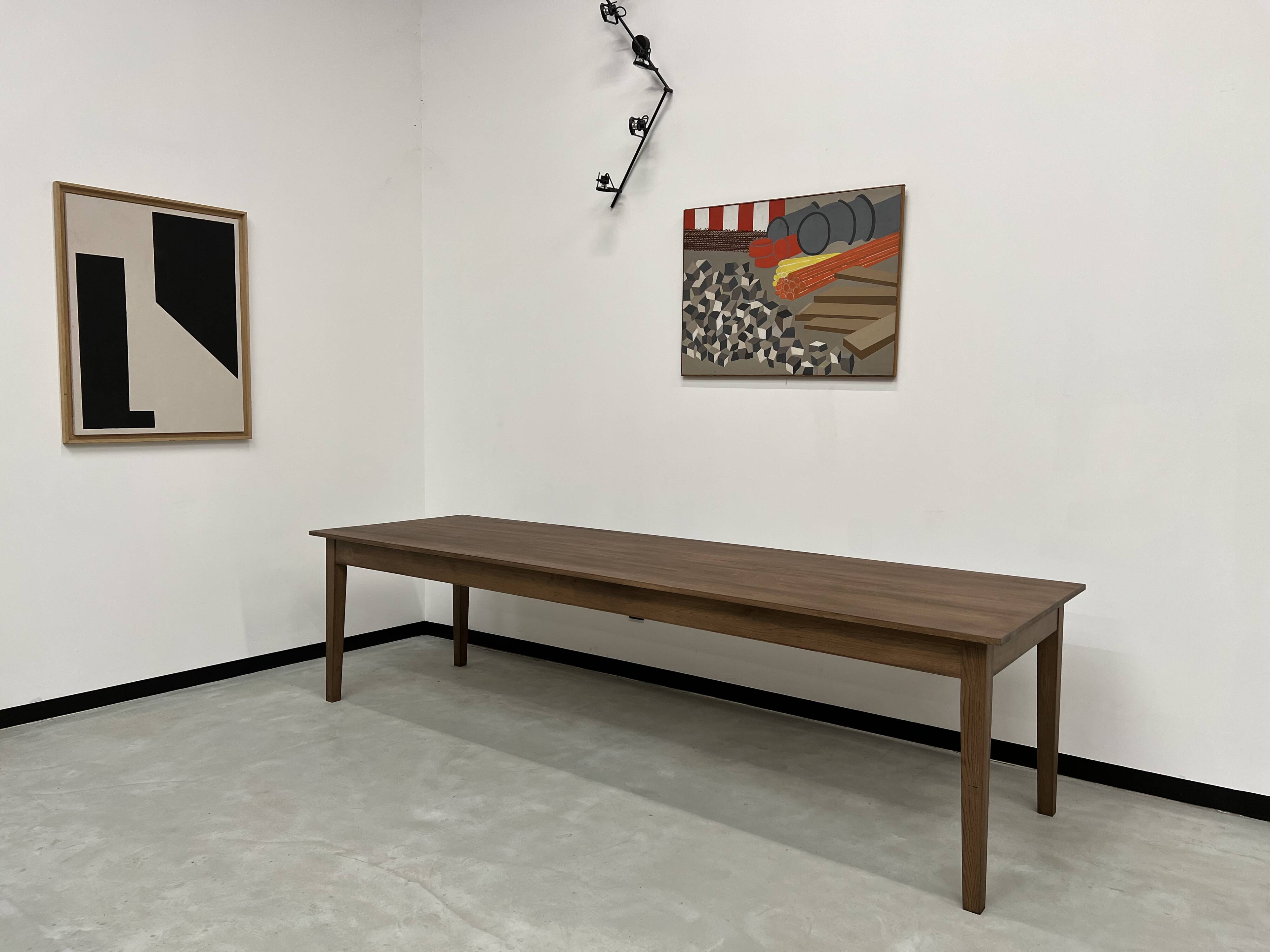 "Dark Brown" farmhouse table in solid oak, 300 x 90 cm