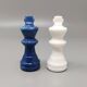 1970s elegant blue and white chess set in volterra alabaster handmade. made in italy