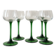 French service of green bottle glass wine glasses, Alsace 1970.