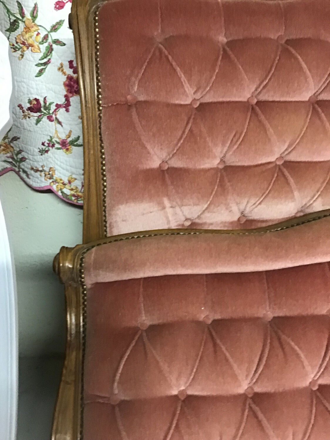Upholstered double bed and 1 chair