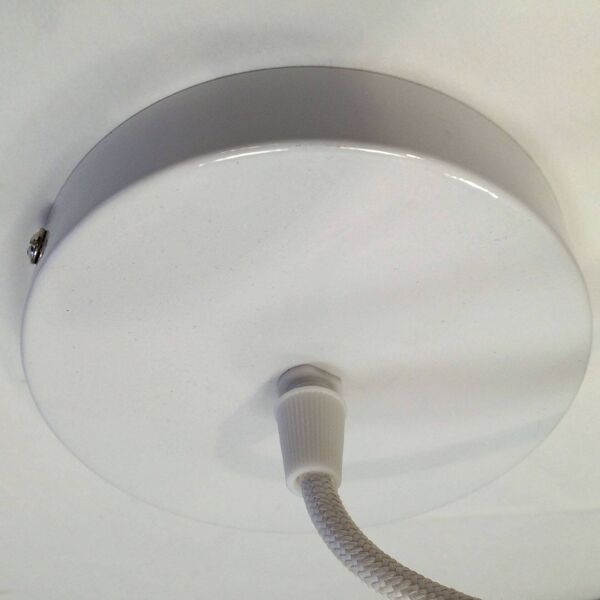 Ancienne suspension abat jour en verre opaline plissé blanc