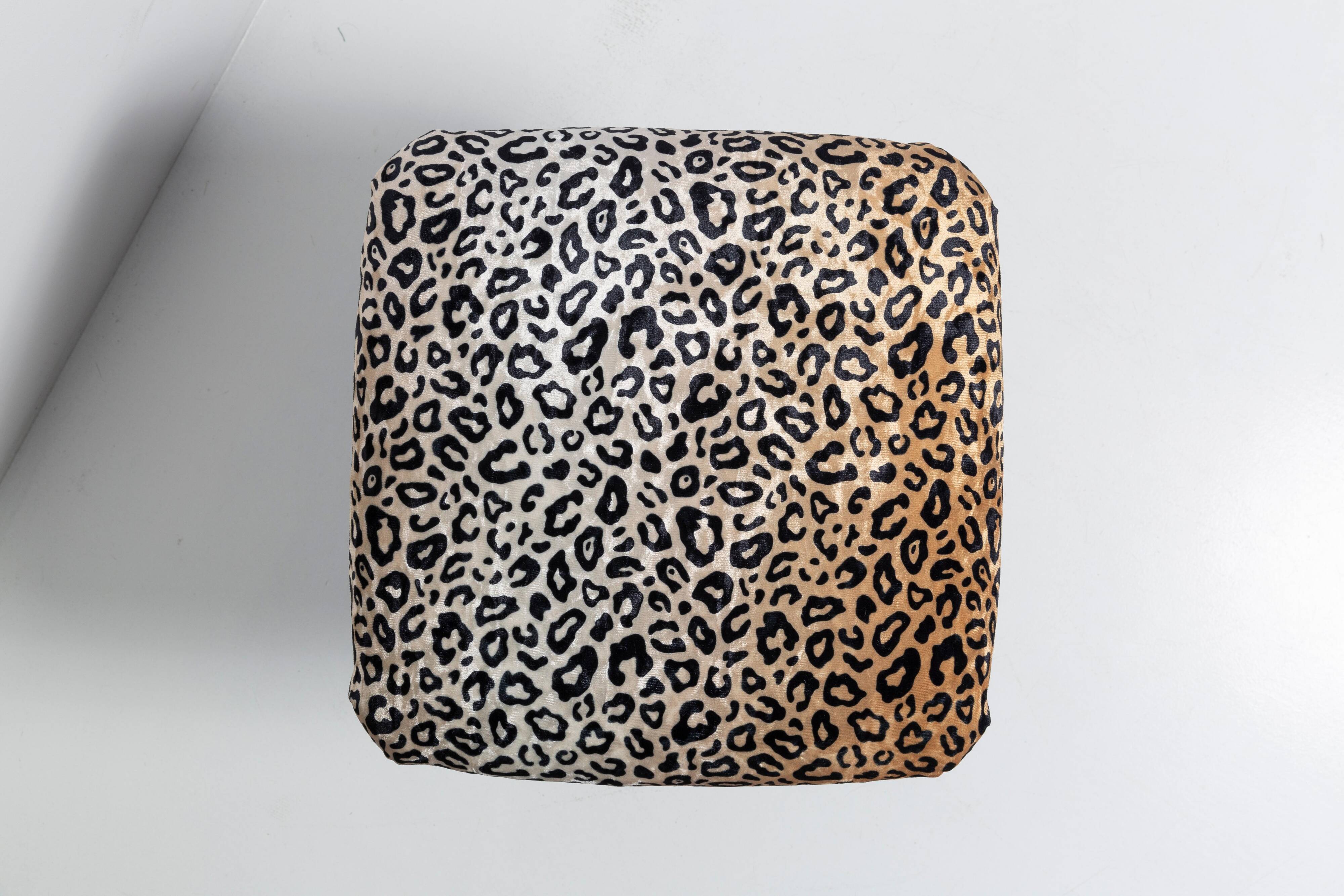 Vintage leopard velvet stool from the 20th century, Europe, 1960s
