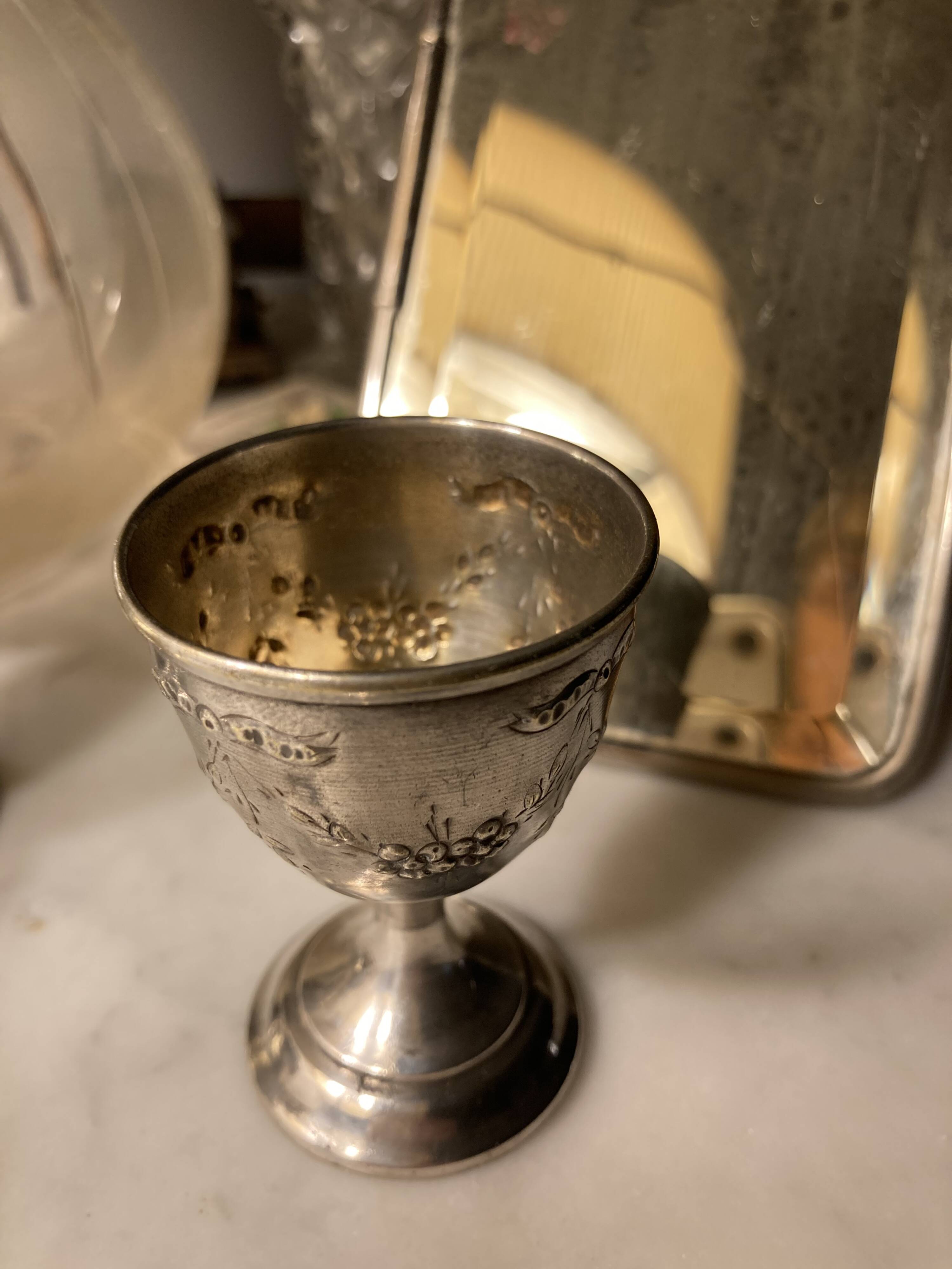 Silver and silver plated egg cup set