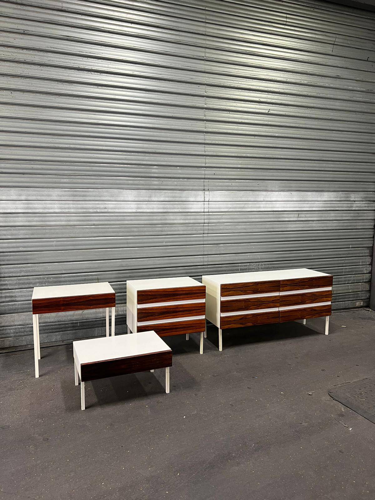 Scandinavian side table or bedside table for Interlubke in rosewood and melamine, design Germany 1970