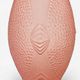 Art Deco vase, pressed moulded glass, pink with geometric decoration.