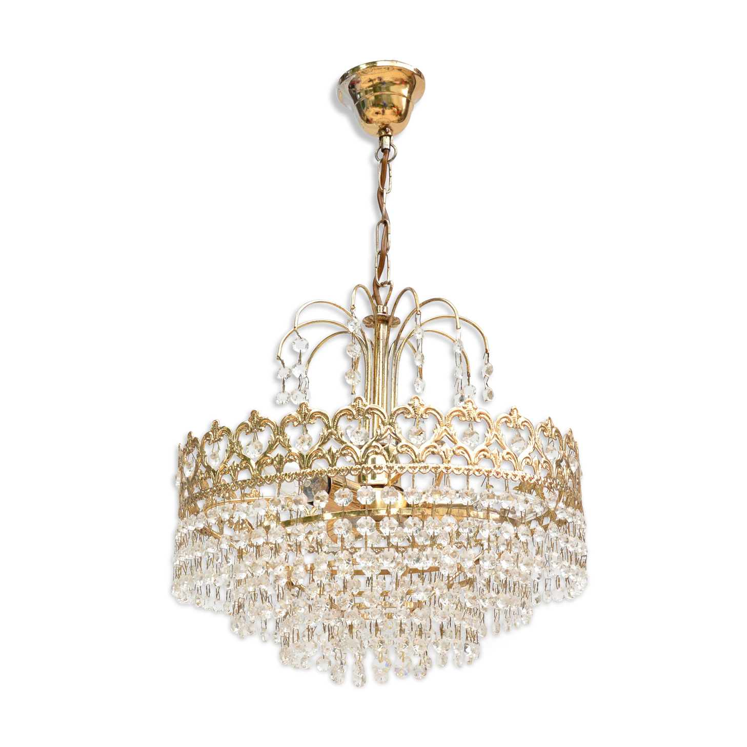 Lustre en cristal style Hollywood Regency Kamenickô 'enov, Tchécoslovaquie, années 1970