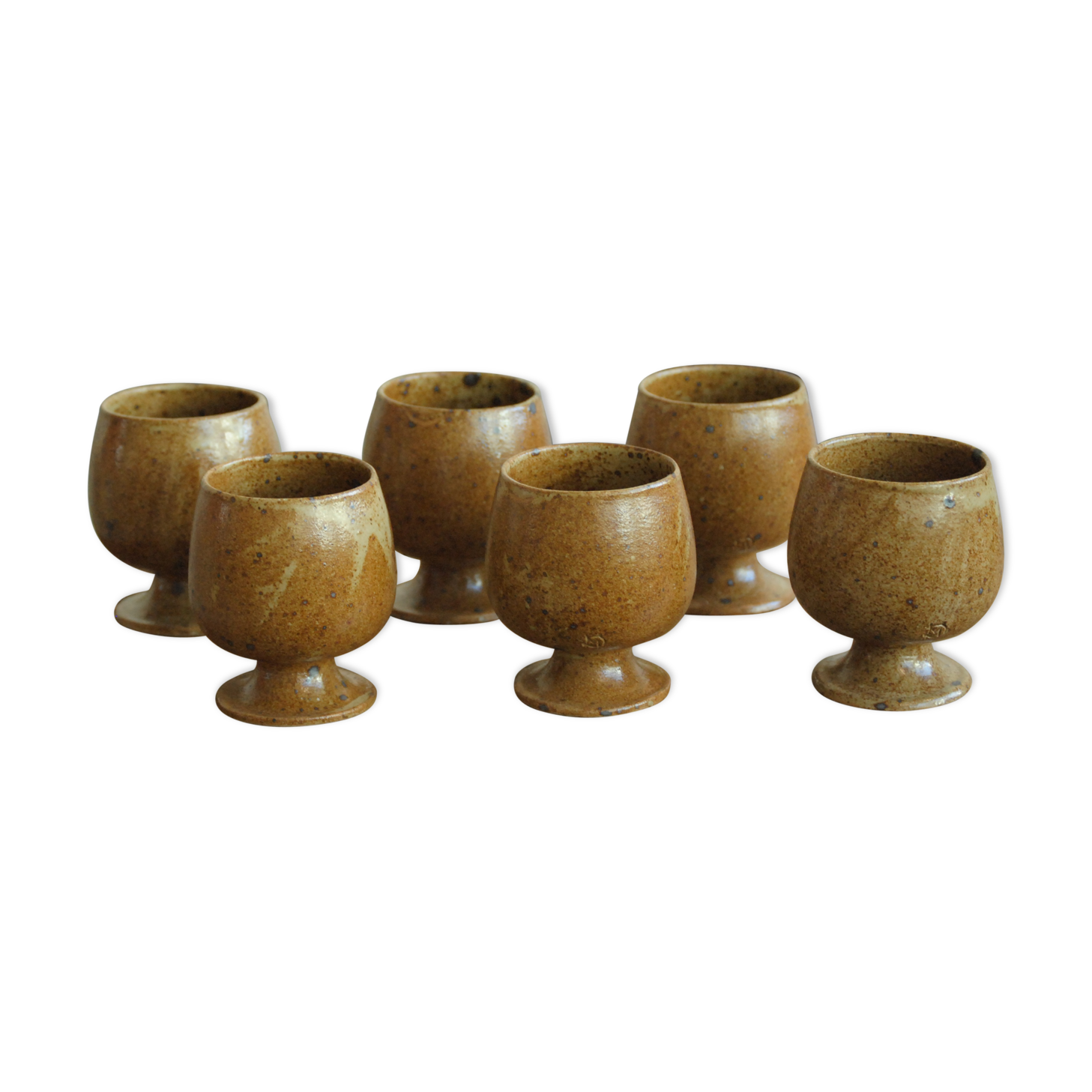 Lot of 6 cups or glasses vintage stoneware mazagrans