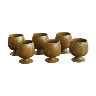 Lot of 6 cups or glasses vintage stoneware mazagrans