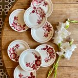 Set of 8 vintage dessert plates Flora