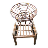 Bamboo and wicker love seat with footrest