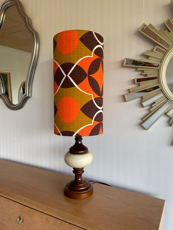 Abat-jour Oblivion H38 D20 - tissu vintage 70's