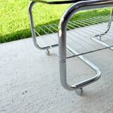 70s chrome and glass tubular frame coffee table