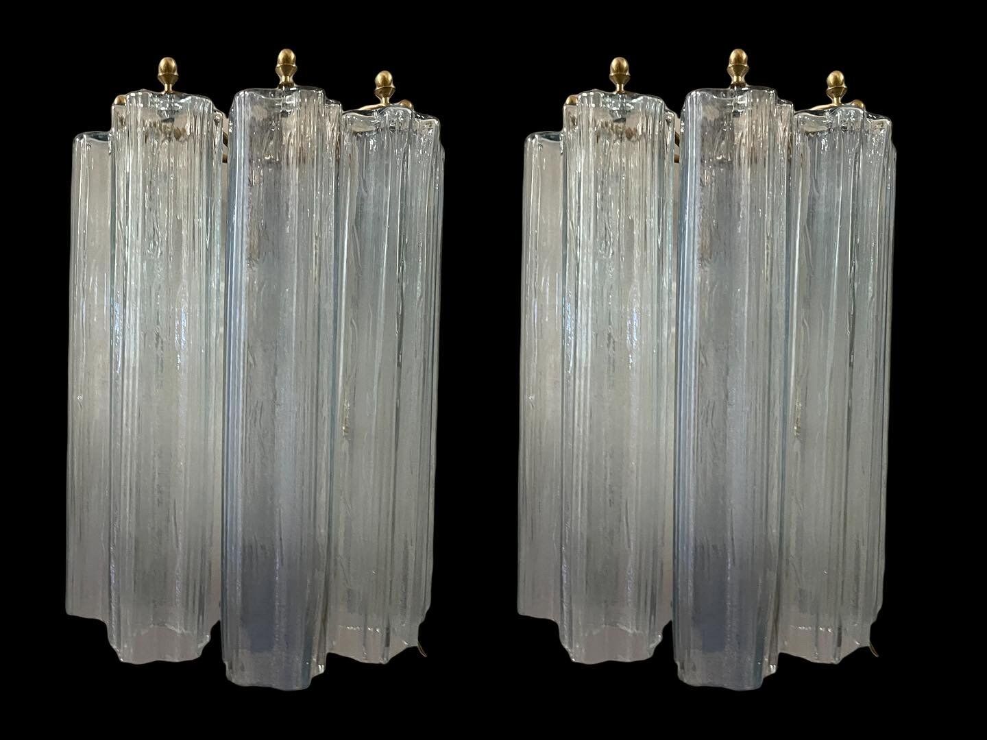 Italian Tube Wall Lights in Murano Glass, Set of 2