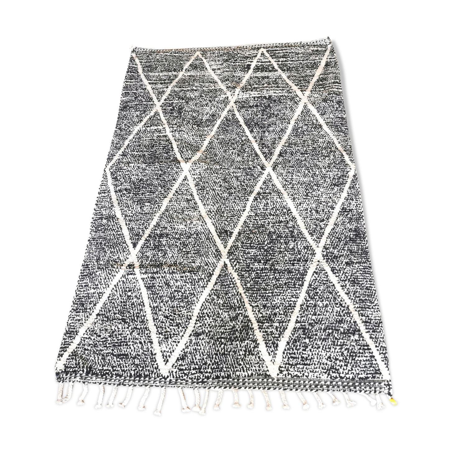 Genuine black and white Béni Ouarain Berber wool rug