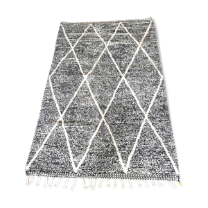tapis berbère béni ouarain véritable noir et blanc en laine