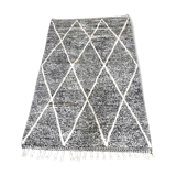 Tapis berbère béni ouarain véritable noir et blanc en laine