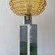 Vintage lamp in amber glass and aluminum