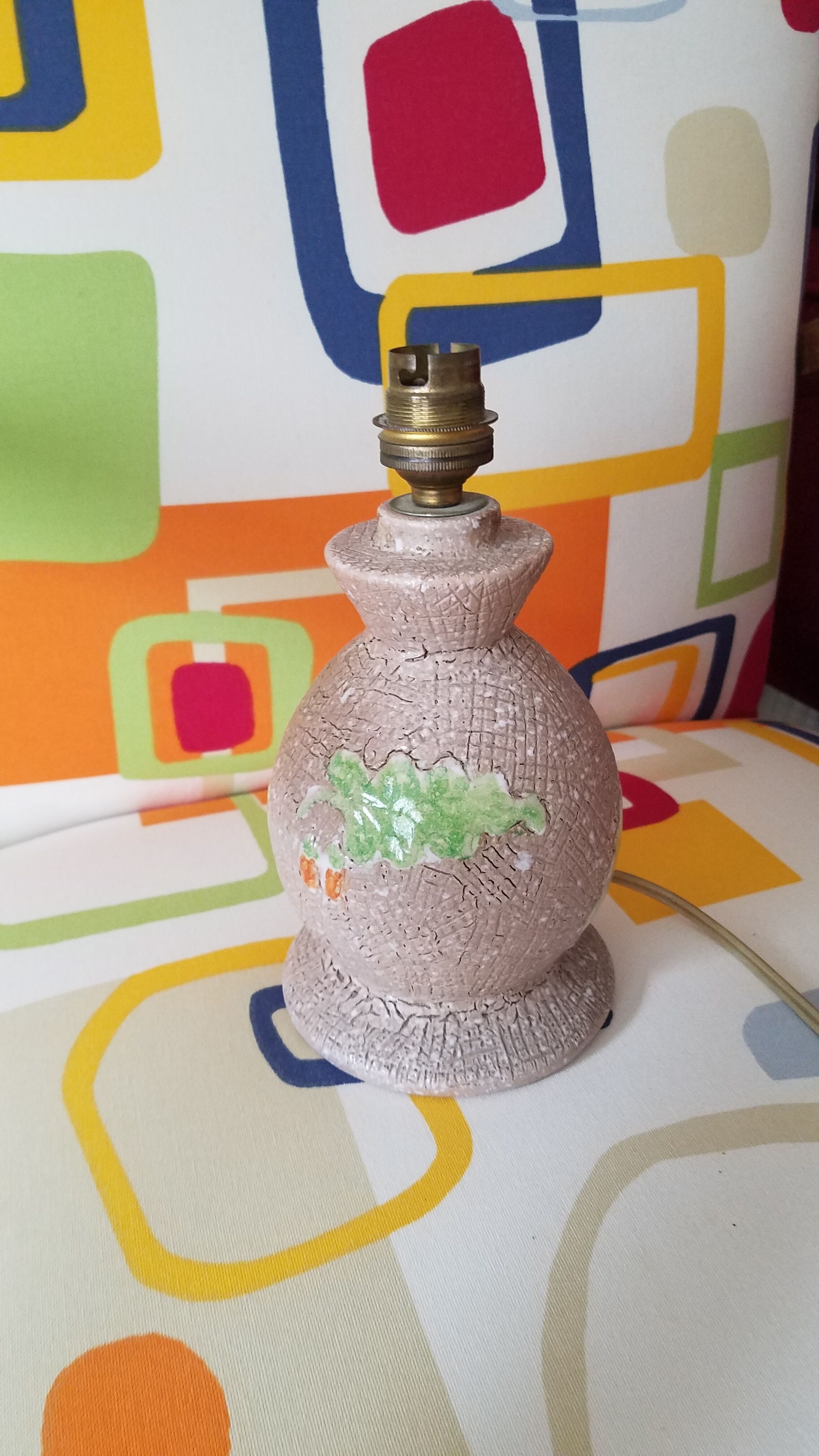 Bedside lamp in vintage earthenware