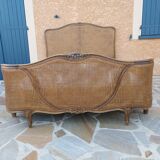 Louis XV style double cane basket bed, mid-20th century