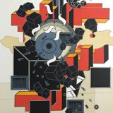 Lithographie d'Alain Le Yaouanc, le feu, 1978