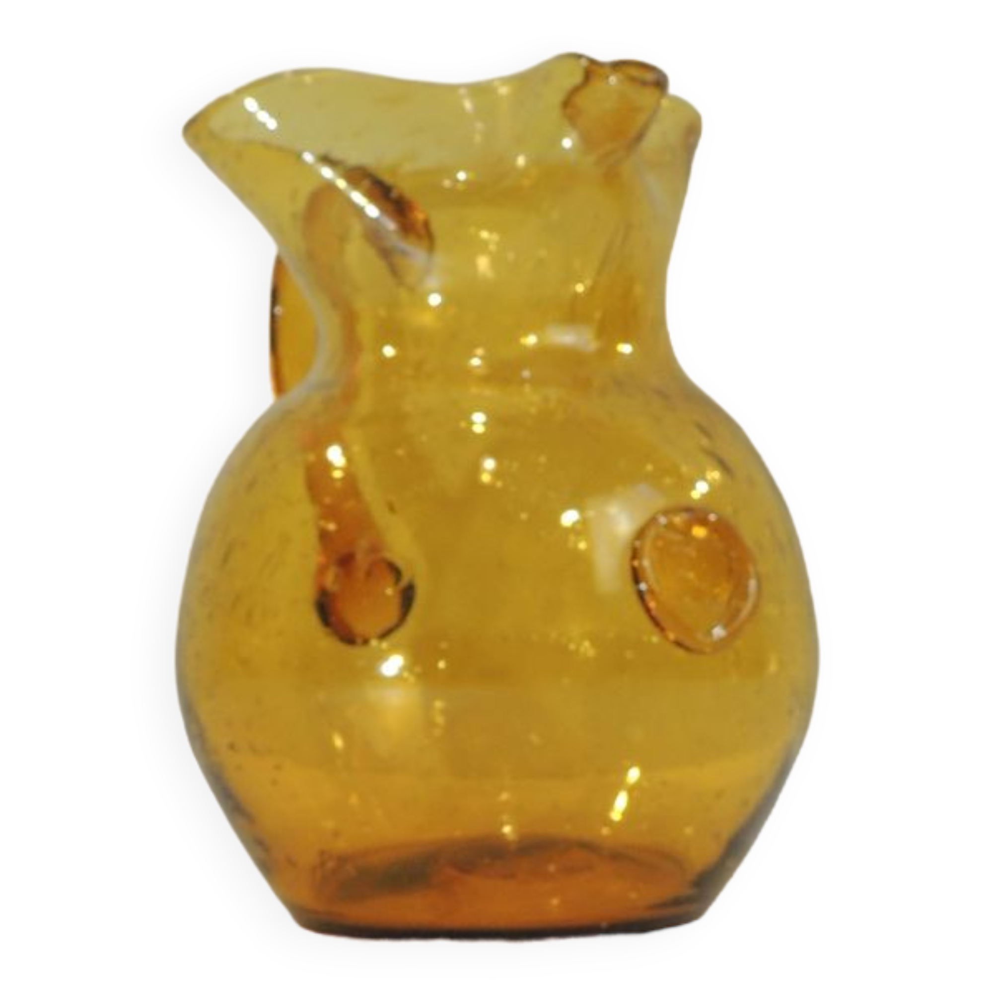 Bubbled glass pitcher biot style from the glassworks La Rochere