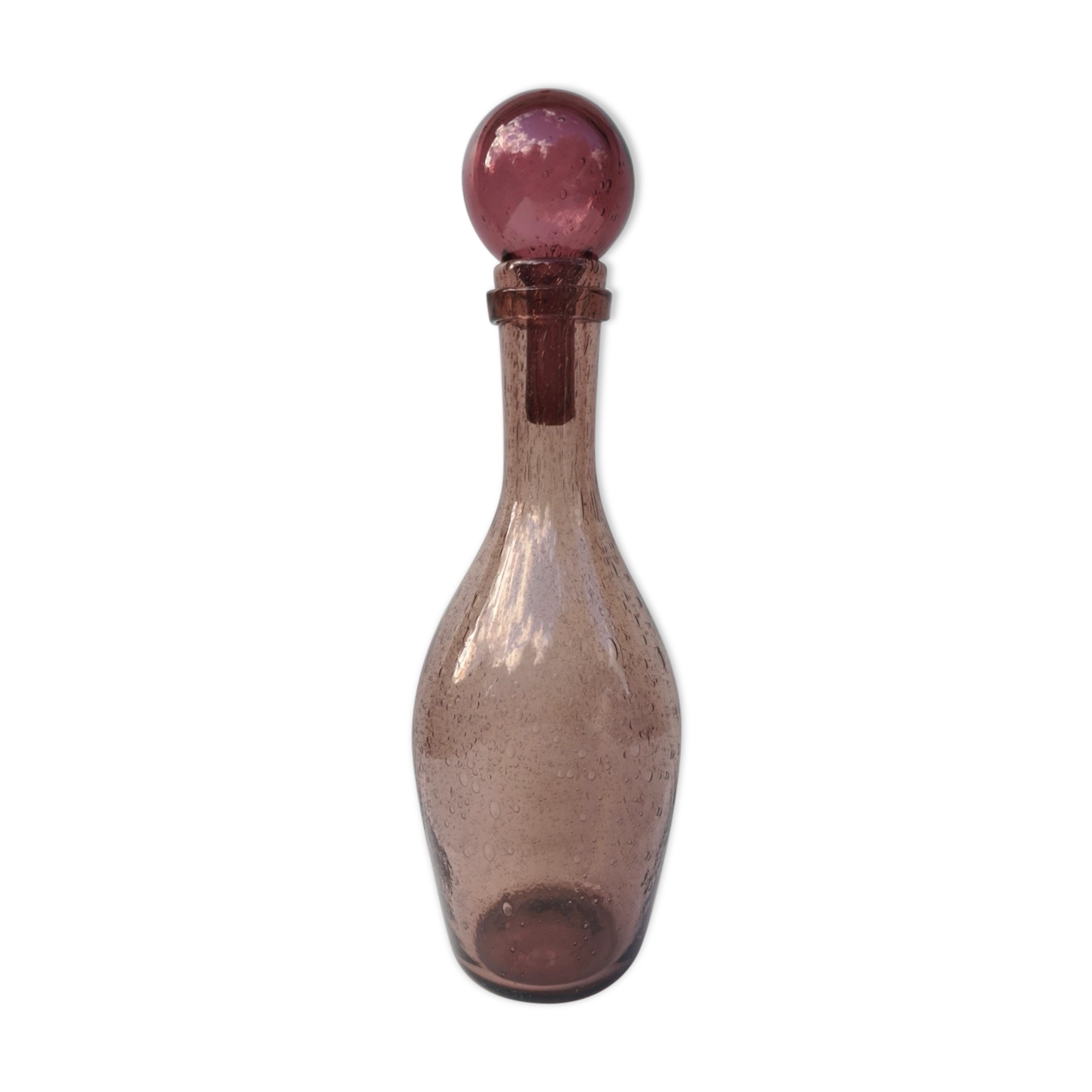 Bottle / decanter in biot bubbled glass