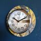 Clock formica vintage round silent wall clock "Kiplé yellow brown"