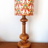 Vintage custom olive wood lamp and shade