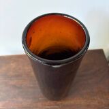 Vintage 1970s garnet brown glass roller vase