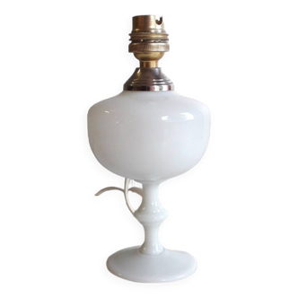 Pied de lampe vintage -  opaline blanche - 1950-60