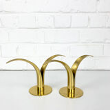 Pair of Lily brass candle holders, Ystad Metall, Sweden, design Ivar Ålenius Björk