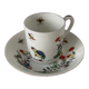 Tasse et sous-tasse en porcelaine de Limoges décorée à Chantilly dans le style japonais Kakiemon