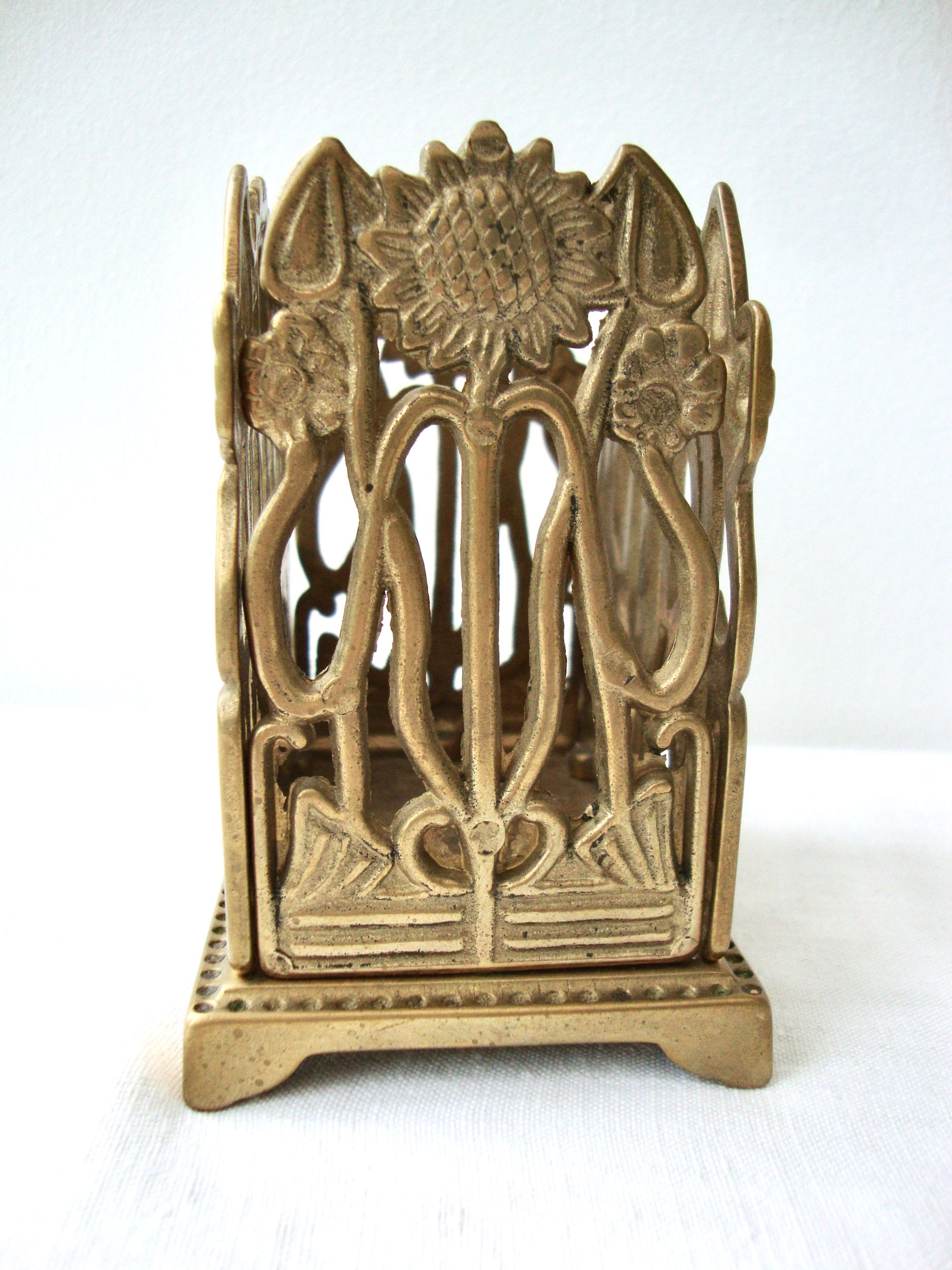 Brass art nouveau pencil holder