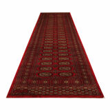 Handwoven bokhara runner rug traditional red motif runner carpet- 77x247cm